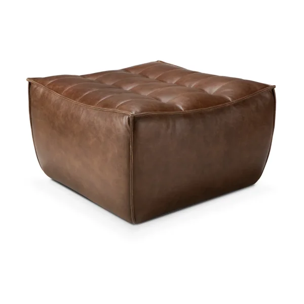 Ethnicraft N701 footstool 70x70 cm Leather Chestnut