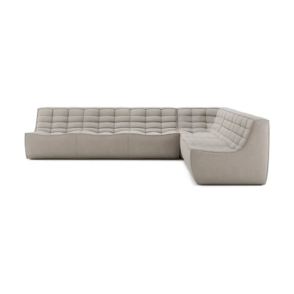 Ethnicraft N701 modular corner sofa with straight corner, fabric Ecru Beige, 301x231 cm