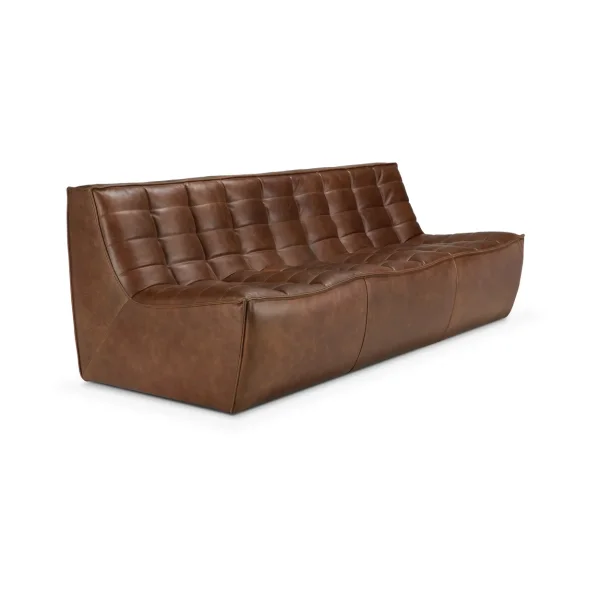 Ethnicraft N701 sofa 3 seater sofa Leather Chestnut