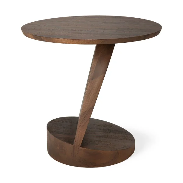 Ethnicraft Oblic side table Ø52 cm Brown stained teak