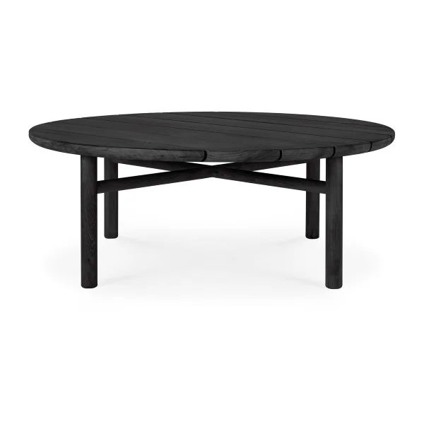 Ethnicraft Quatro outdoor coffee table black stained teak Ø95 cm