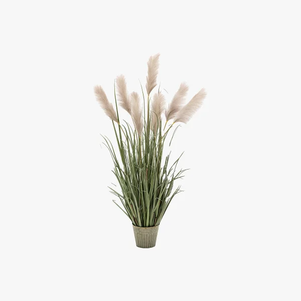 Faux Grass Plant with Pampas Seed Heads, Large
