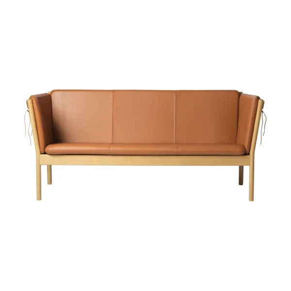 FDB Møbler J149 sofa Leather cognac-lacquered oak, 3-seater
