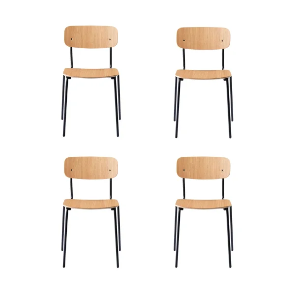FDB Møbler J182 Holmen chair  4-pack Oak veneer-black legs