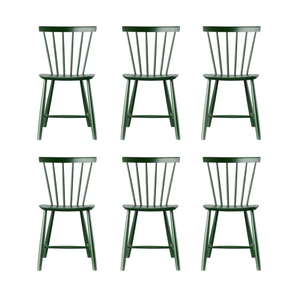 FDB Møbler J46 chair, Beech bottle green painted, 6-pack