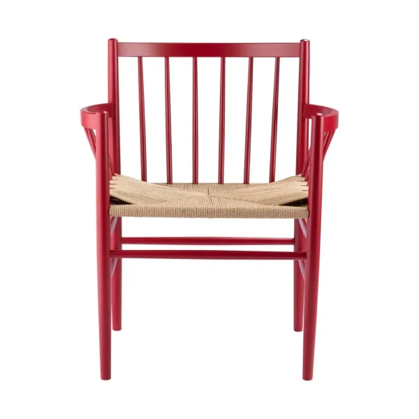 FDB Møbler J81 chair with arms Ruby red beech-paper cord