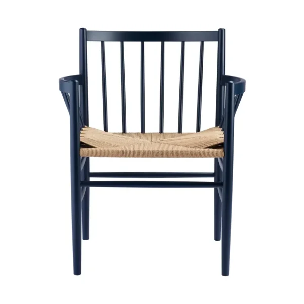FDB Møbler J81 chair with arms Steel blue beech-paper cord