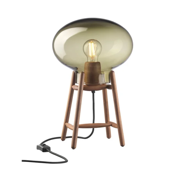 FDB Møbler U4 Hiti table lamp Smoked glass-walnut nature lacquered