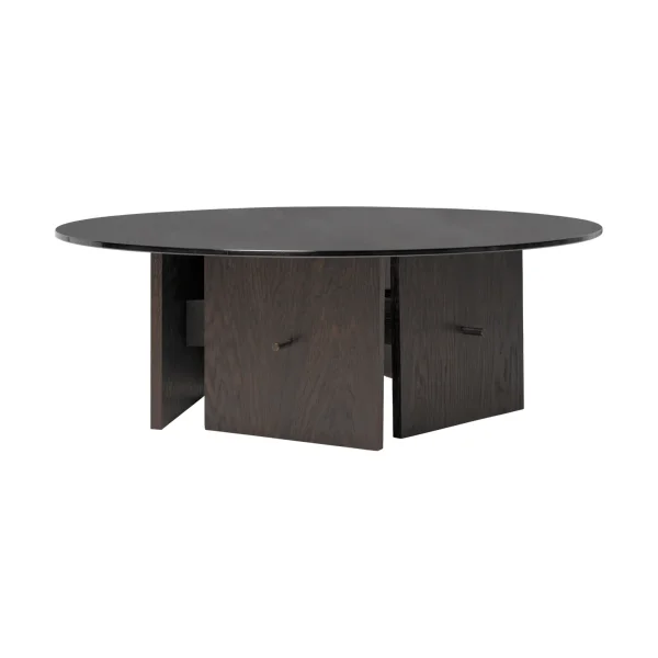 Ferm Living Aukko coffee table Dark stained oak, glass, Ø90x32 cm