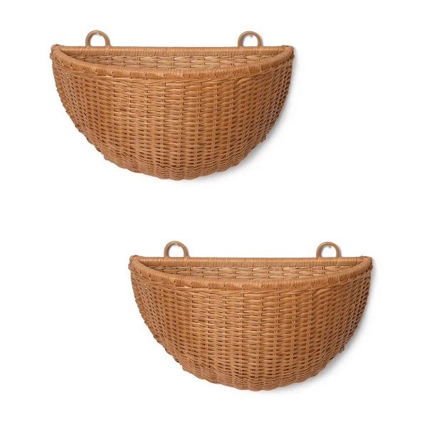 Ferm Living Braided wall basket 2-pack Natural