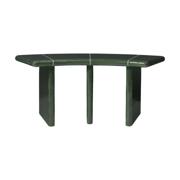 Ferm Living Deya curved bench with seat Dark green, 110x40x45.5 cm
