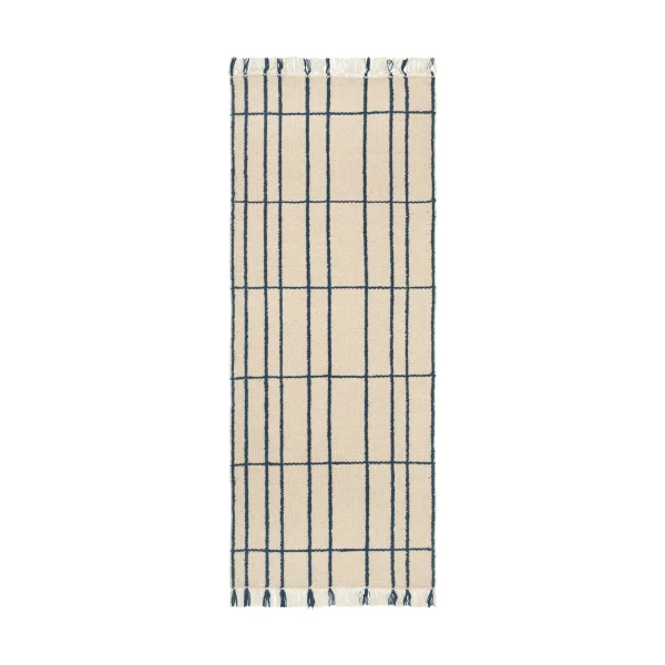 Ferm Living Late rug Parchment-indigo, 80x200 cm