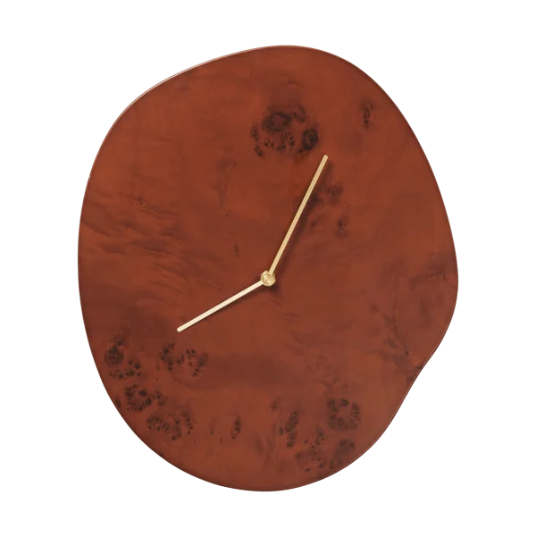 Ferm Living Melt wall clock 28x33 cm Dark stained burl