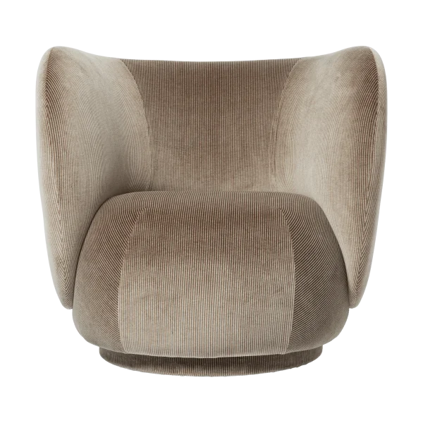 Ferm Living Rico lounge chair swivel Devoré velvet-Flint grey