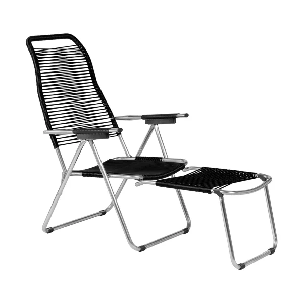 Fiam Spaghetti sun lounger with footrest Black