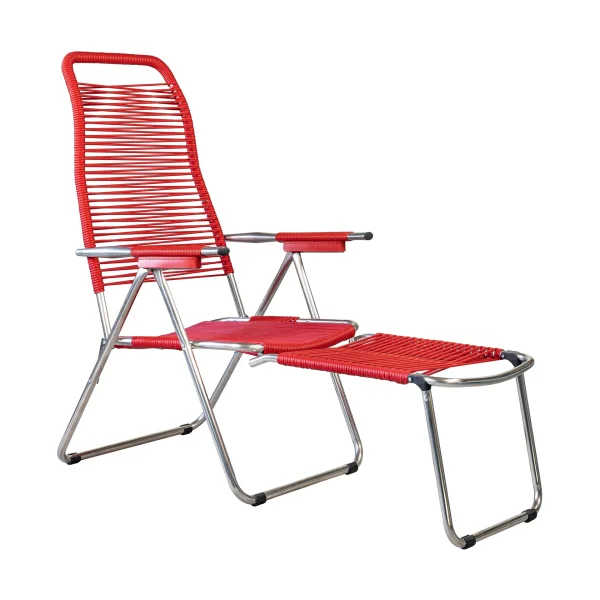 Fiam Spaghetti sun lounger with footrest Red
