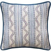 Flow Denim, Sustainable Feather, Cushion, Pink - Andrew Martin Kit Kemp Linen & Linen Blend Floral & Stripe