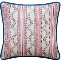 Flow Pink, Sustainable Feather, Cushion - Andrew Martin Kit Kemp Linen & Linen Blend Floral & Stripe