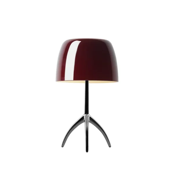Foscarini Lumiere Piccola Dimmable table lamp Cherry red shade–black chrome base