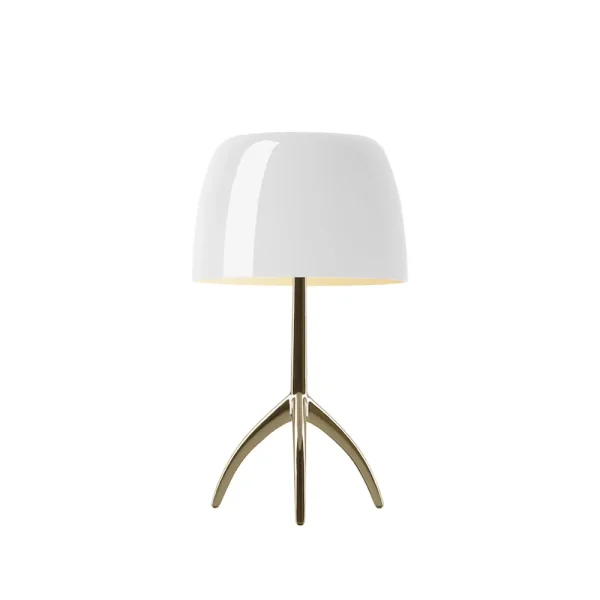 Foscarini Lumiere Piccola Dimmable table lamp White shade–champagne-coloured base