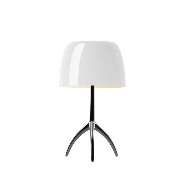Foscarini Lumiere Piccola Dimmable table lamp White shade with black chrome base