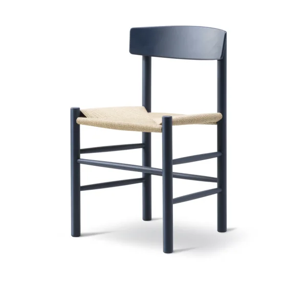 Fredericia Furniture J39 chair Indigo blue-braided natural