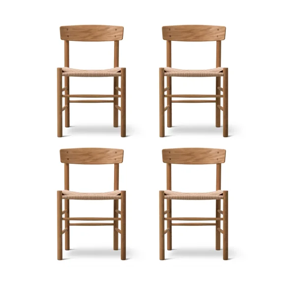 Fredericia Furniture J39 chair, Oiled oak–woven natural, 4-pack