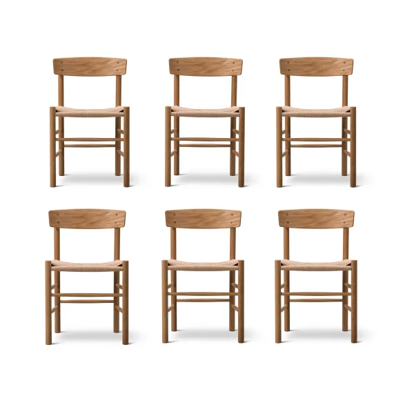 Fredericia Furniture J39 chair, Oiled oak–woven natural, 6-pack