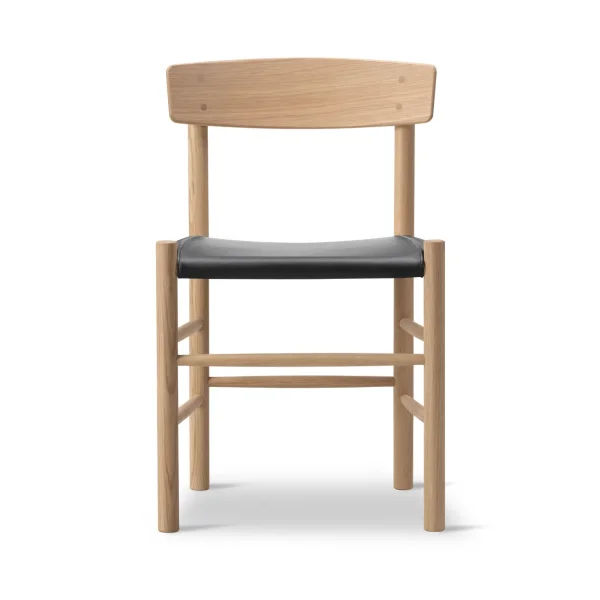 Fredericia Furniture J39 chair Soaped oak-leather Omni 301 Black