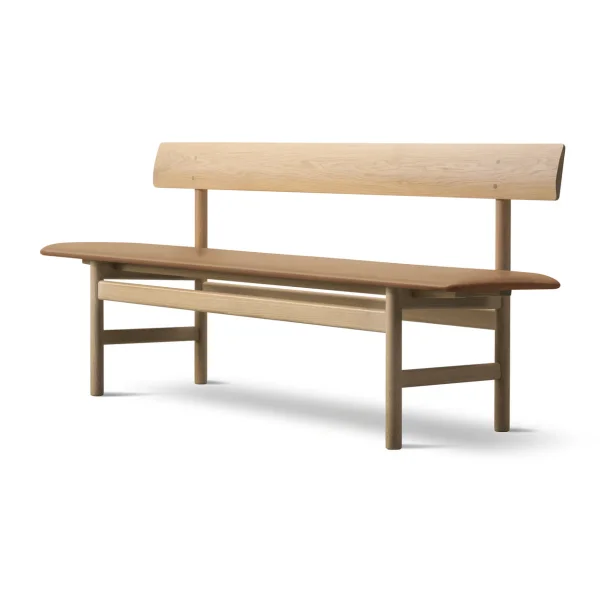 Fredericia Furniture Mogensen 3171 bench Leather omni 307-waxed oak