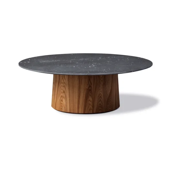 Fredericia Furniture Niveau coffee table Ø110cm Black Marquina-ash brown stained