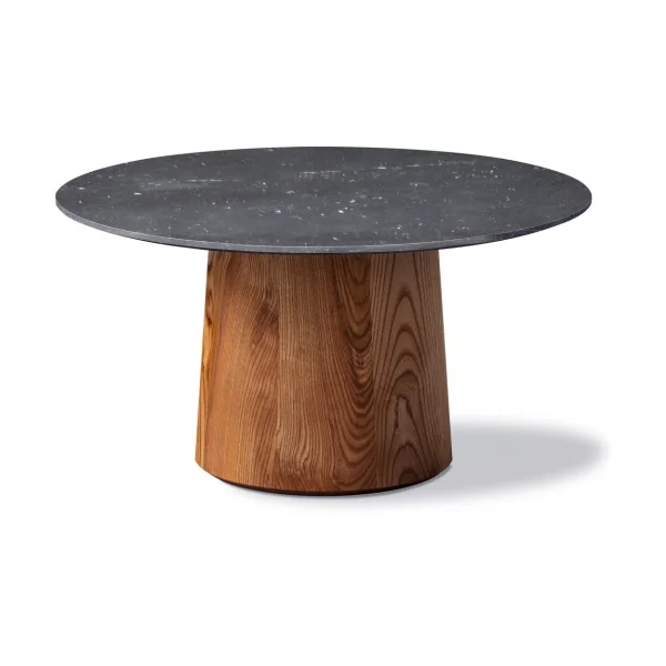 Fredericia Furniture Niveau coffee table Ø61cm Black Marquina-ash brown stained