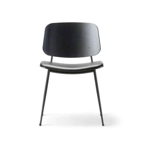 Fredericia Furniture Søborg 3061 metal chair upholstered seat Leather Omni black-black frame