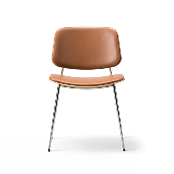 Fredericia Furniture Søborg 3062 Metal chair fully upholstered Leather omni 307 cognac-chrome