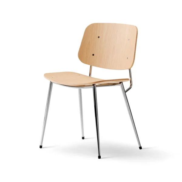 Fredericia Furniture Søborg Metal chair Clear lacquered oak-chrome frame