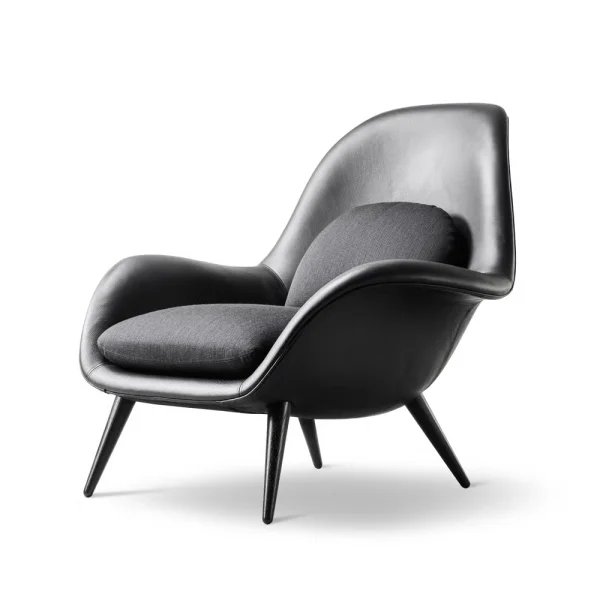 Fredericia Furniture Swoon armchair Leather 88-black oak-balder 192