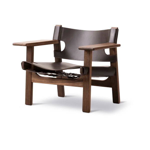 Fredericia Furniture The Spanish armchair Leather dark brown-oiled walnut