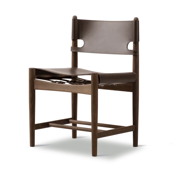 Fredericia Furniture The Spanish Dining Chair Leather dark brown-smoked oak