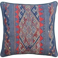 Frida Denim, Sustainable Feather, Cushion - Andrew Martin Kit Kemp Cotton Blend & Linen Blend & Viscose Blend Geometric