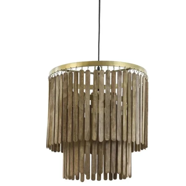 Gallia Pendant Lamp in Wood & Bronze