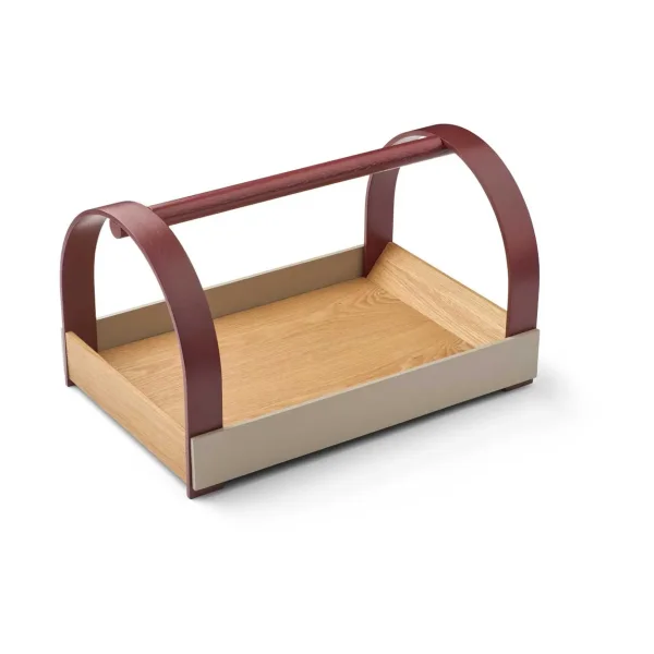 Gejst Kydo tray with handles 40.5x27x23.5 cm Oak-grey burgundy