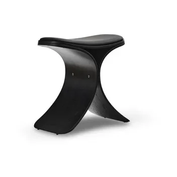 Gejst Luno stool 48x28x72 cm Black oak-black leather