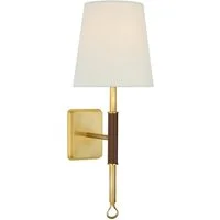 Griffin Wall Light Brass & Leather, Light, Double, Polished Nickel - Andrew Martin