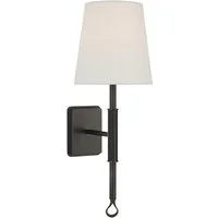 Griffin Wall Light Bronze & Leather, Light, Bronze & Chocolate Leather - Andrew Martin