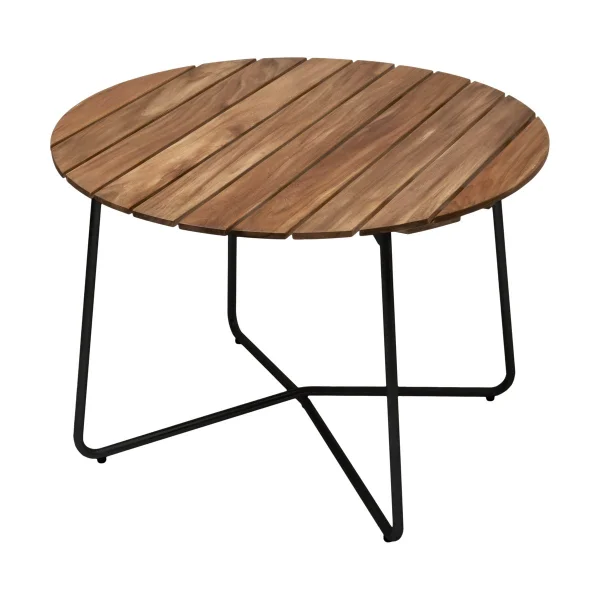 Grythyttan Stålmöbler 9A dining table Untreated teak-black, Ø100 cm