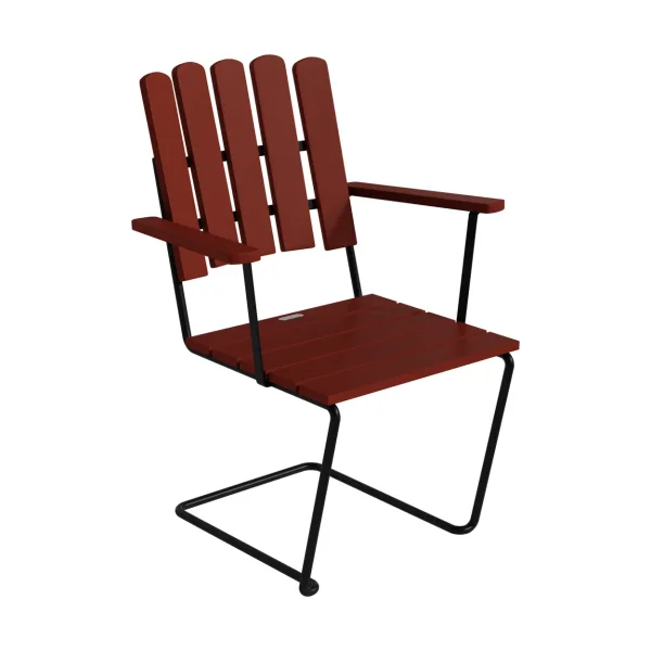 Grythyttan Stålmöbler A2 armchair Dark red lacquered oak–black steel frame
