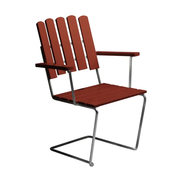 Grythyttan Stålmöbler A2 armchair Dark red lacquered oak-warm galvanised frame