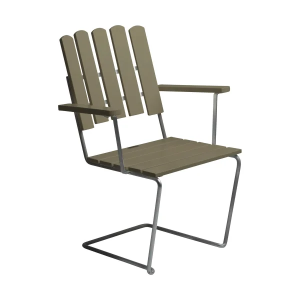 Grythyttan Stålmöbler A2 armchair Light green oak-hot-dip galvanized stand