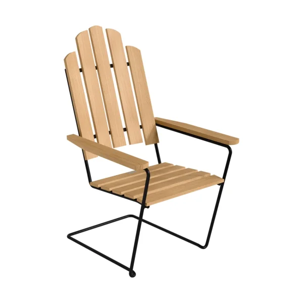 Grythyttan Stålmöbler A3 sun chair Oiled oak–black steel frame