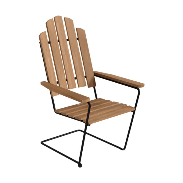 Grythyttan Stålmöbler A3 sun chair Teak-black steel frame